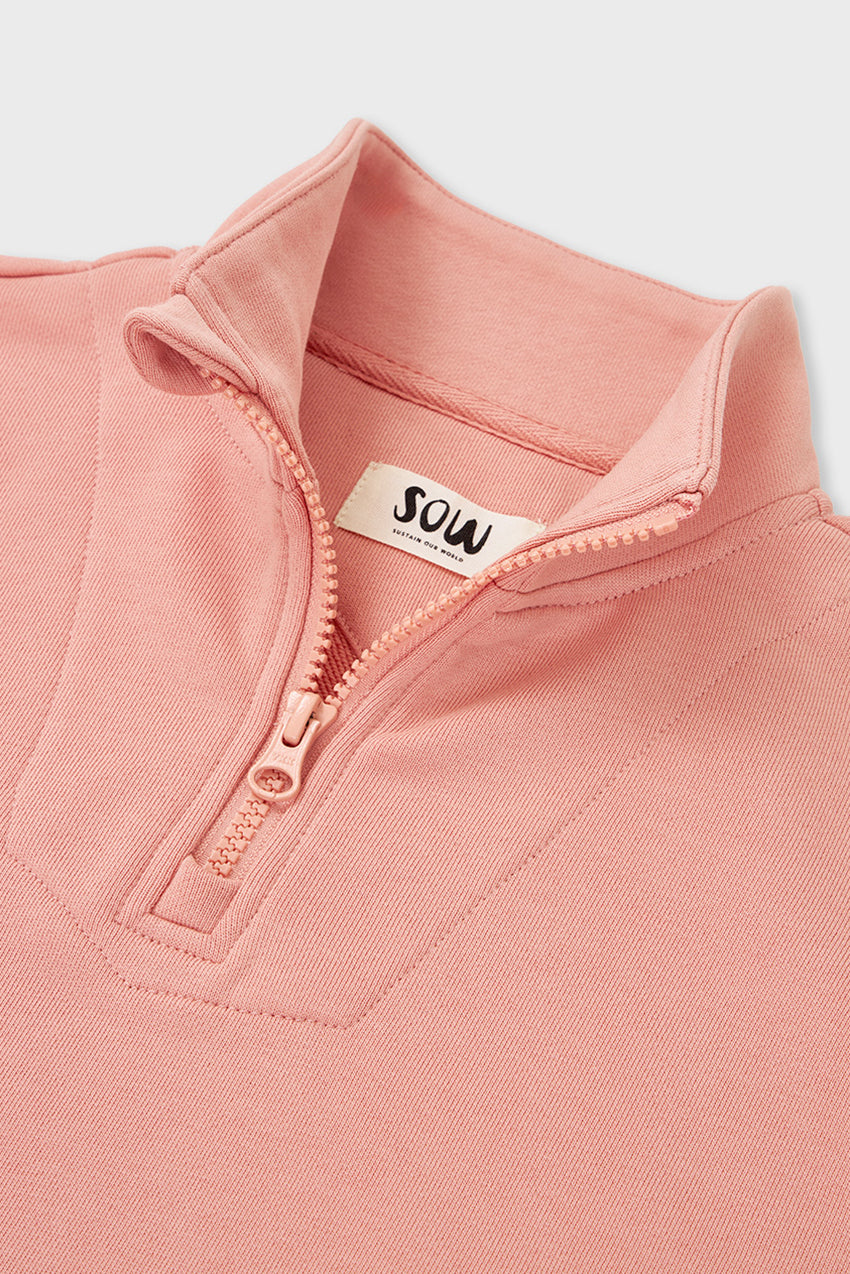 Relaxed Cotton Zip Collar Sweatshirt