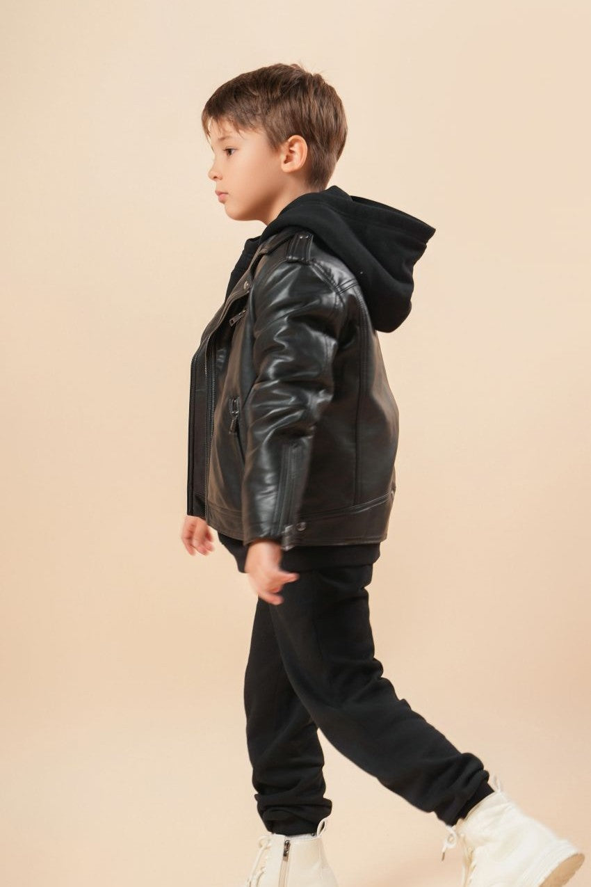 Kids Faux Leather Moto Jacket – Recycled | SOW Kids