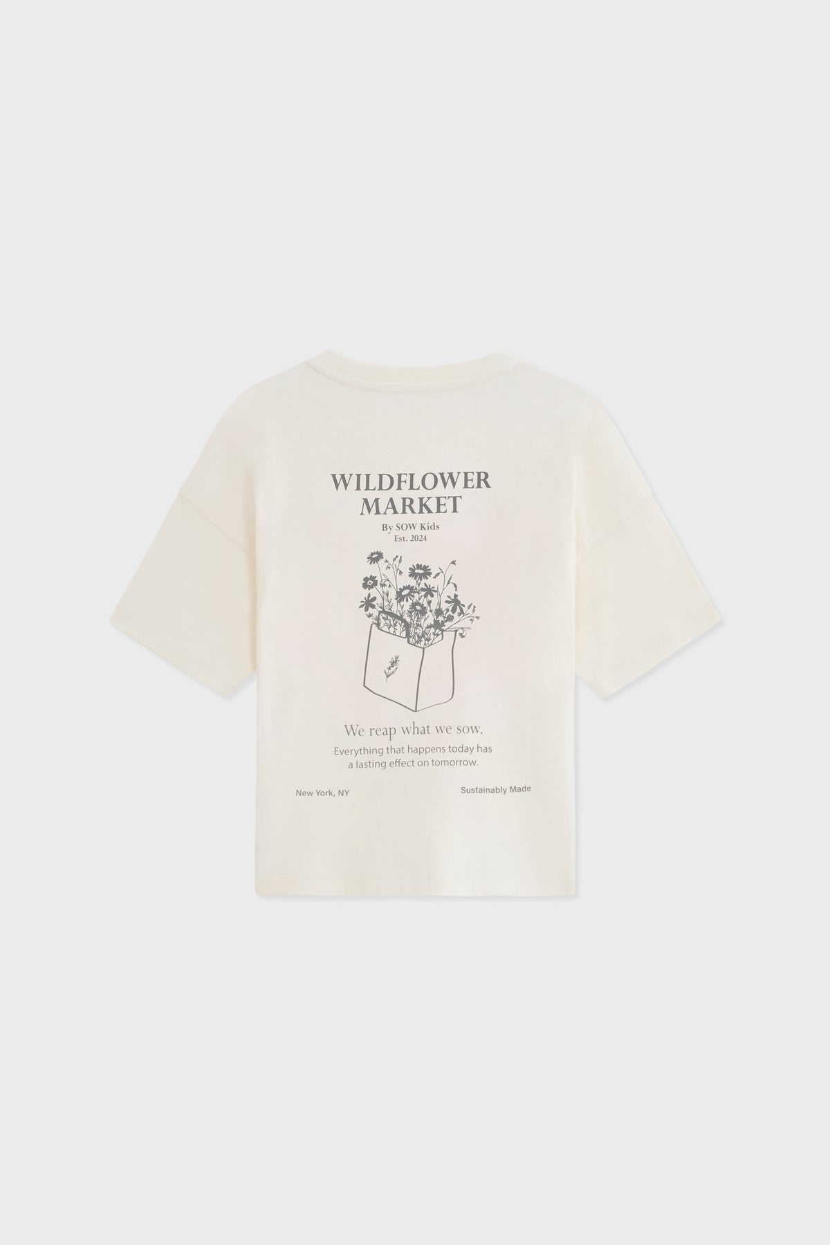 Relaxed Organic Cotton T-Shirt With Wildflower Market Print
